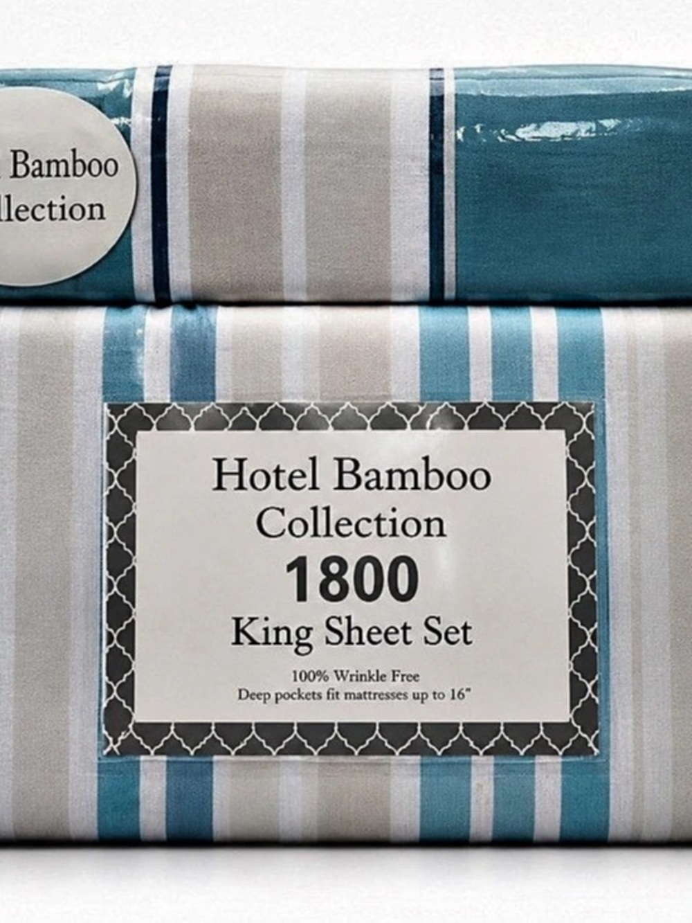 Hotel Bamboo Collection 1800 Six Piece King Sheet Set Blue & White